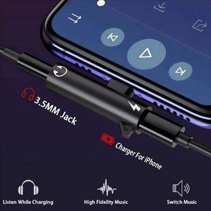 2inlAdapter splitter Audio Charger Headphone Aux3.5mm iPhone 14 13 12 11X Pro