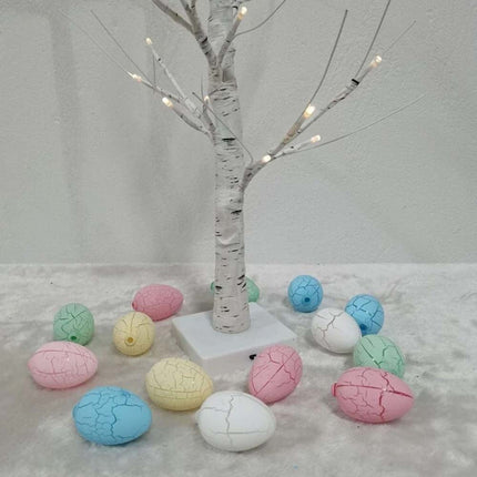 Easter LED Twig Tree Pre-Lit Birch Light Up Party Decoration with 24 Eggs