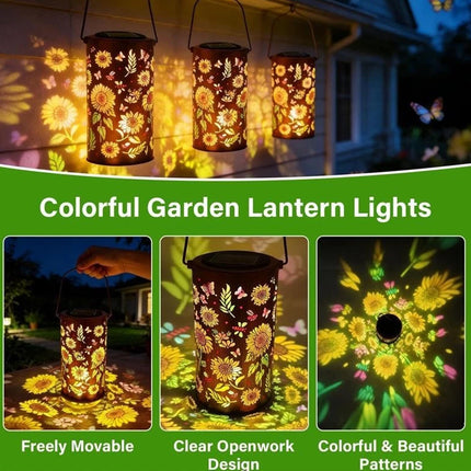 Sunflower Solar Hanging Lantern, Waterproof Outdoor Garden Light