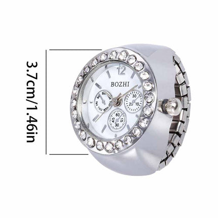 Bling Women Finger Ring Watch Analog Finger Ring Watch Ring Quartz Watch Ring