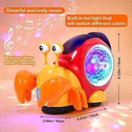 Electric Music Crawling Crab Baby Toy LED Light Up Kids Toddler Interactive Toys