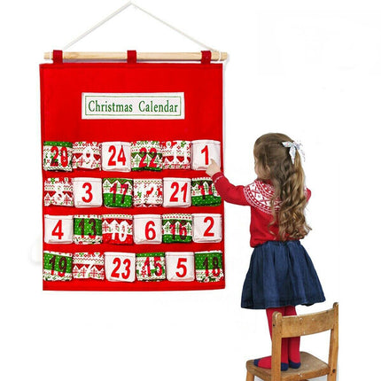 Christmas Advent Calendar 24 Days Felt Hanging Countdown Pockets, Xmas Tree Decor Gift Bag