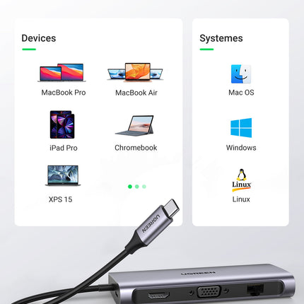 10-in-1 USB-C Docking Station with HDMI VGA Gigabit LAN USB 3.0 SD TF Audio PD Charger
