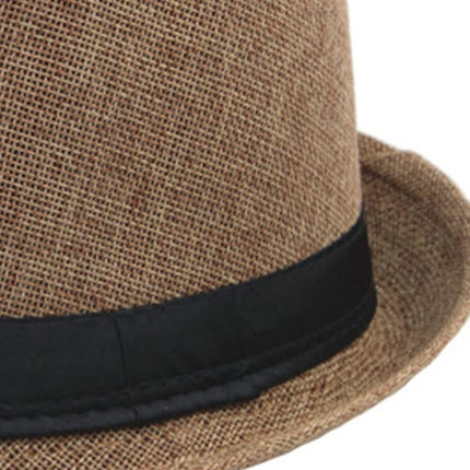 Men's Fedora Hat Trilby Summer Beach Sun Straw Hats Men Womens Panama Cap Brim