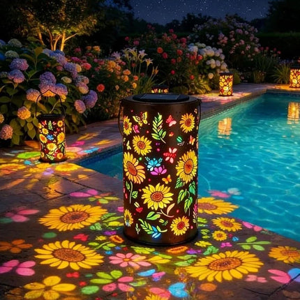 Sunflower Solar Hanging Lantern, Waterproof Outdoor Garden Light