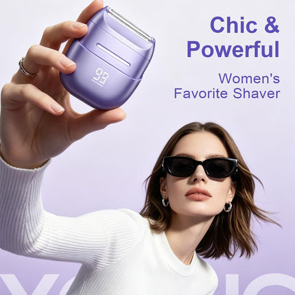 Waterproof Electric Lady Shaver, Dual-Blade Razor for Sensitive Skin with LED USB