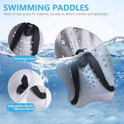 Adjustable Swim Hand Paddles for Adults & Juniors, Swim‑Training Resistance Paddles for Beginner to Pro Swimmers