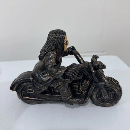 Retro Ozzy Motorcycle Rider Statue Figurine Desk Fans Decor