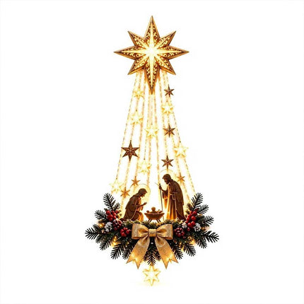 Holy Family Nativity Wall Decor, LED Light‑Up Christmas Hanging Ornament