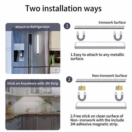 Magnetic PIR Motion Sensor LED Under Cabinet Light, USB Rechargeable Wireless Closet Lamp, Available in Black/White 30/40/50cm
