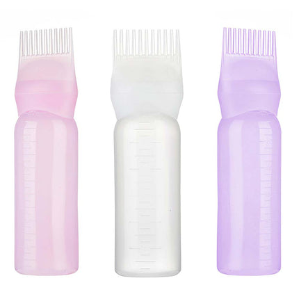 3pcs Root Comb Applicator Bottle with Graduated Scale Hairstyling Hairdressing