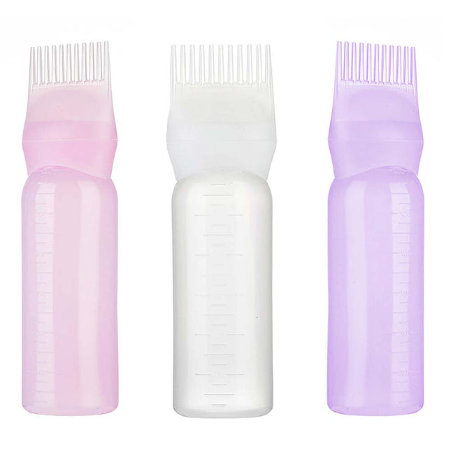 3pcs Root Comb Applicator Bottle with Graduated Scale Hairstyling Hairdressing