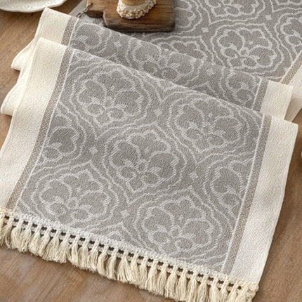 Jacquard Table Runner with Tassels – Elevate Your Dining Table & Countertop Decor