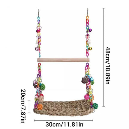 Parrot Hammock Swing Toy with Colourful Chain Double Swing for Bird Cage Play