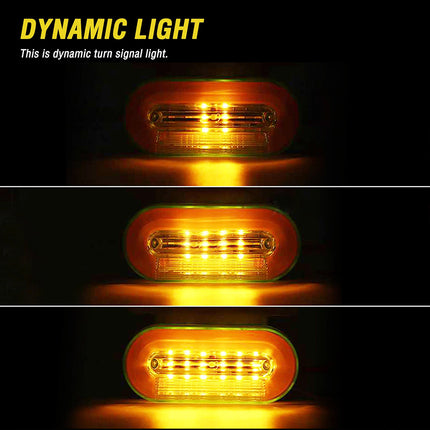 4X 24V Truck Side Marker Light Dynamic LED Yellow Trailer Lorry Van Bus Caravan