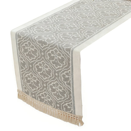 Jacquard Table Runner with Tassels – Elevate Your Dining Table & Countertop Decor