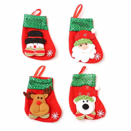 2026 Santa Christmas Tree Hanging Candy Gift Bags, 4 Pack Xmas Tree Ornament Decorations