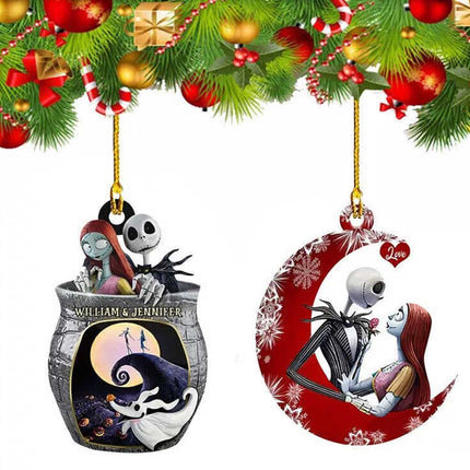 6 Pack The Nightmare Before Christmas Jack &Sally on Tombstone Xmas Tree Pendant