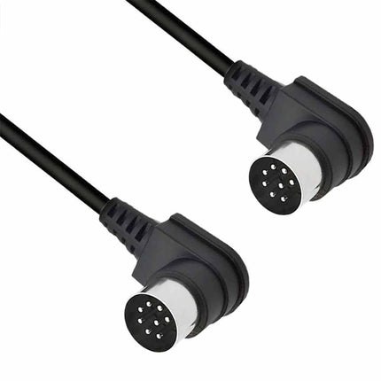 Dual 90 Degree Large 8-Pin DIN Male Plug Audio Speaker Cable, 1 Meter Length