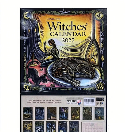 2027 Witches' Wall Calendar, Monthly Art Home Decor Calendar