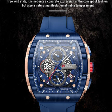 Men's Quartz Chronograph Wrist Watch, 3ATM Water Resistant, Silicone Strap Casual Sports Watch