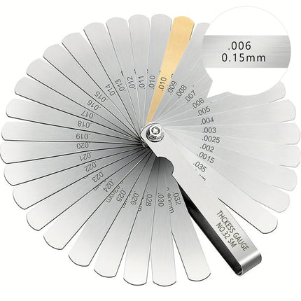 Feeler Gauge 32 Blade Dual Marked Metric Imperial Feeler Gage Brass Blade