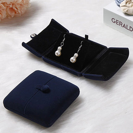 Double-Opening Small Velvet Jewelry Box for Necklaces & Earrings