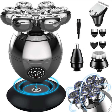 Men’s 7-Head Electric Razor: Multi-Functional Bald Skull, Beard & Hair Trimmer