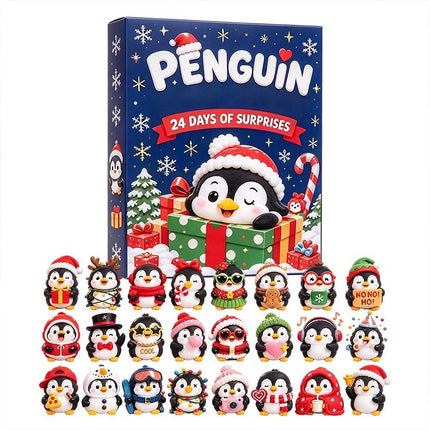 24 Day Christmas Advent Calendar 3D Penguin Animal Figures Xmas Countdown Decor