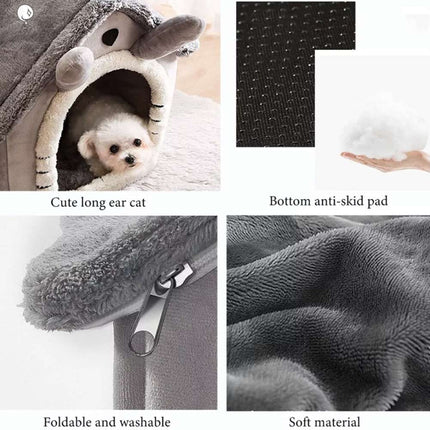 Small Pet Cat Kitten Dog Beds Igloo Fleece Bed Pyramid Cozy Washable Warm House Cave