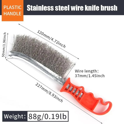 Heavy Duty Wire Hand Brush - Brass Coated/Stainless Steel Bristles for Rust, Paint & Metal Removal