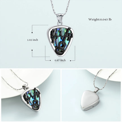 3PCS Abalone Shell Guitar Pick Ashes Urn Necklace - Music-Themed Memorial Pendant