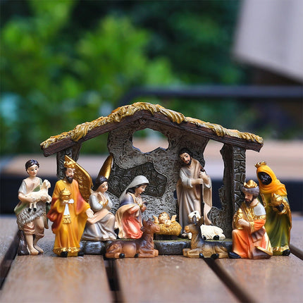 Christmas Crib Figure Scene Ornament – Gift Box for Household Supplies