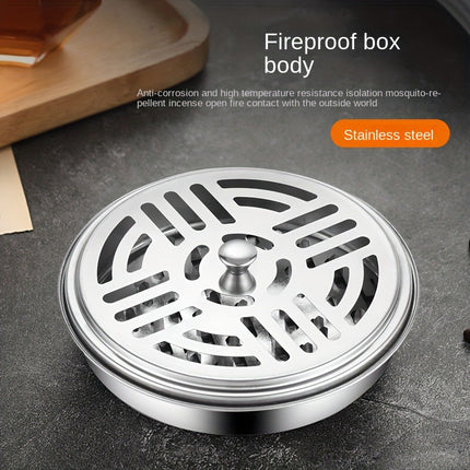 Stainless Steel Mosquito Coil Spiral Repellent Smoke Incense Anti Bug Fly With Lid