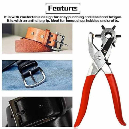 Leather Belt Puncher Eyelet Hole Paper Punch Punching Plier Revolving Craft Tool