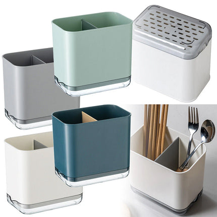 2-Pack Multi-Function Kitchen Utensil Holder Spoon/Fork Storage Rack with Drainage