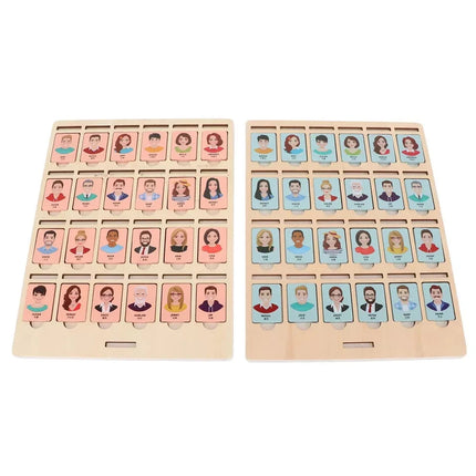 Wooden Guessing Who Board Game Logical Thinking Training Educational Toy