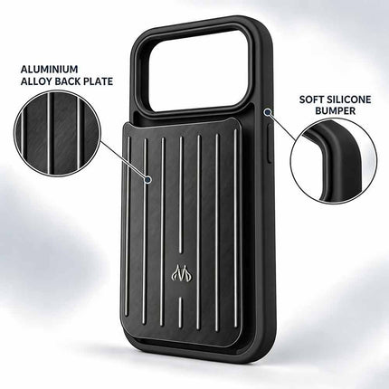 Black Aluminium Alloy Protective Phone Case Cover for iPhone 18 Pro, Metal Hard Shell