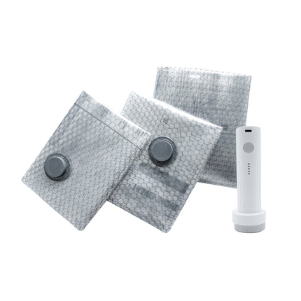6x Cordless Travel Vacuum Bag Set, Rechargeable Pump Included, Space Saver Bags for Bedding and Clothing