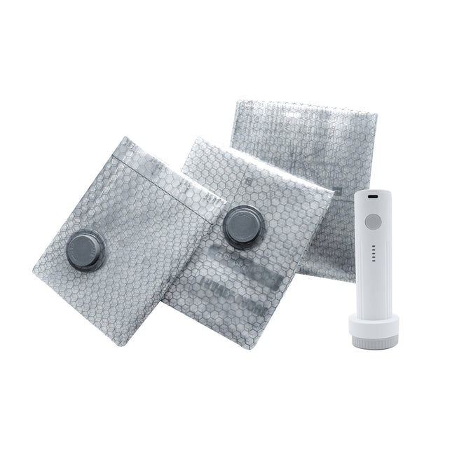 6x Cordless Travel Vacuum Bag Set, Rechargeable Pump Included, Space Saver Bags for Bedding and Clothing