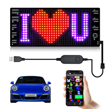 Car RGB LED Sign Scrolling Message Display Board Screen Programmable APP Control