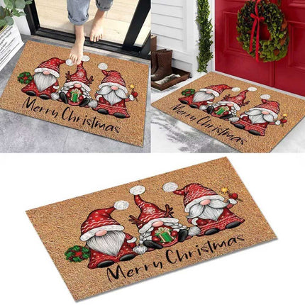 Merry Christmas Door Mat Floor Rug Xmas Home Decoration Non Slip Flannel Carpet