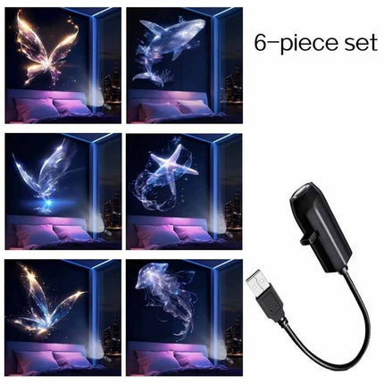 USB LED Projector Night Light 6 Projection Patterns Whale Jellyfish Butterfly Kids Gift