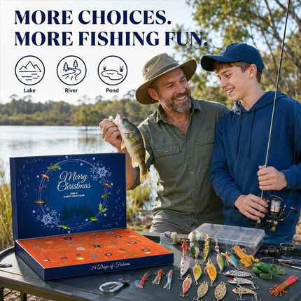 24 Day Fishing Lure Advent Calendar Christmas Tackle Gift Set for Men Teens
