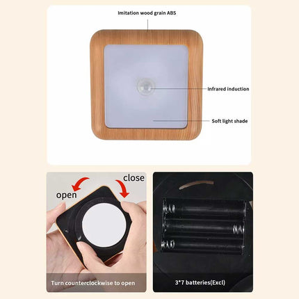 Motion Sensor 6 LED Night Light Battery Powered Indoor Closet Cabinet Wall Lamp