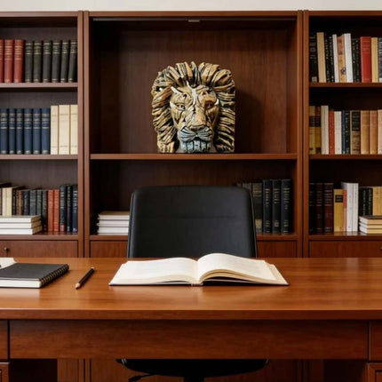 Resin Lion Head Sculpture, Modern Home Decor, Tabletop Ornament & Gift