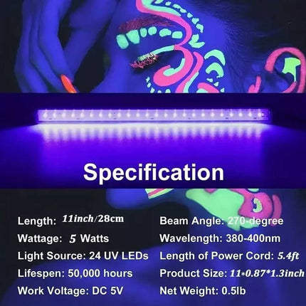 USB 24Leds LED UV Ultraviolet Strip Tube Light Bar Club Party Lamp Blacklight