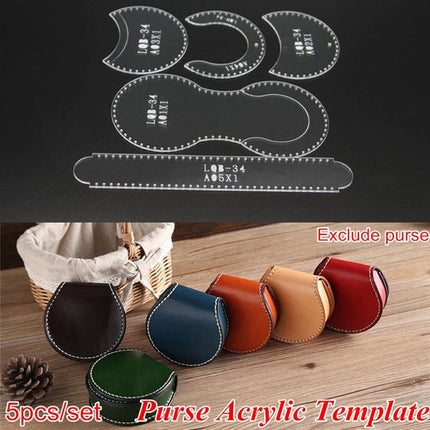 5pcs DIY Leather Coin Purse & Wallet Acrylic Template – Leather Craft Pattern Stencil