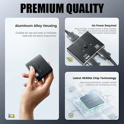 4K@120Hz HDMI 2.1 Splitter Switch 1in 2out / 2in 1out 60Hz UHD HDTV PC