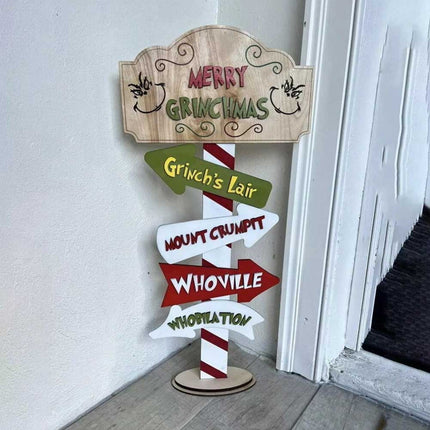 25cm Grinch & Whoville Christmas Tabletop Decoration – Merry Christmas Themed Stand for Xmas Home Decor